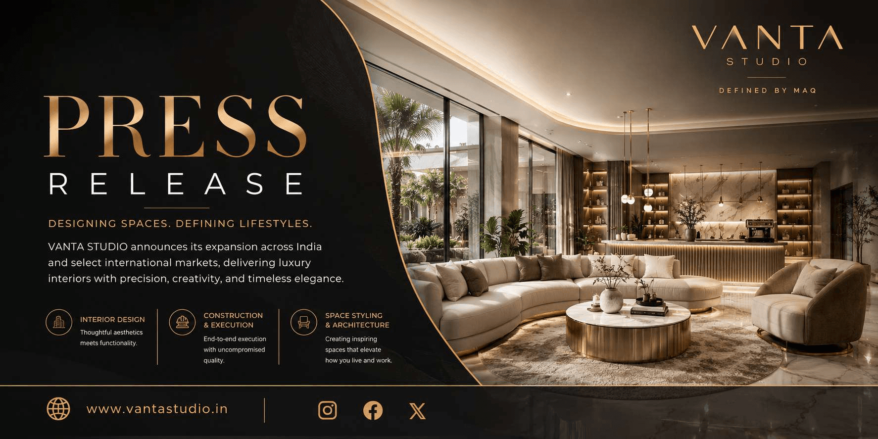 VANTA STUDIO Introduces a Design-Led Approach to Luxury Interiors Across India and Select International Markets