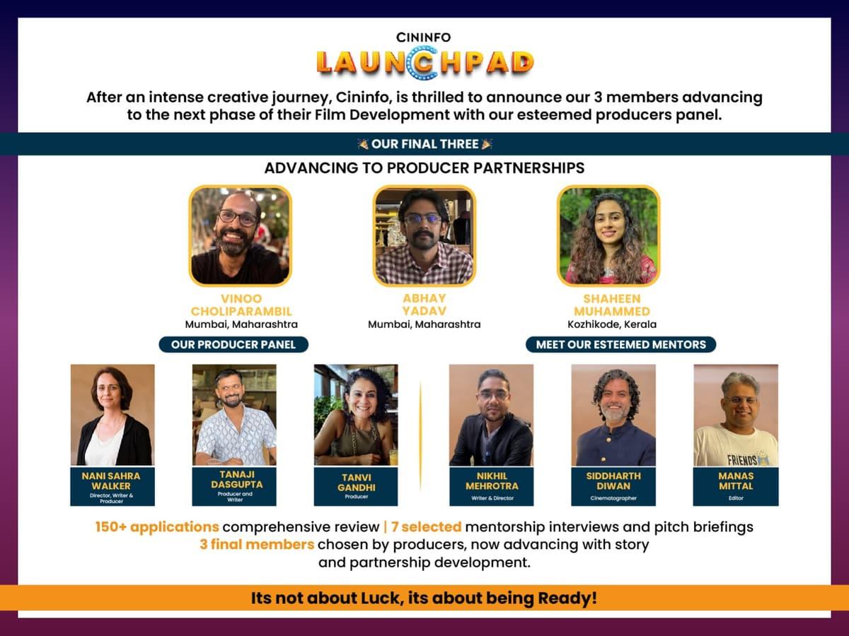Cininfo Launchpad 2025 Announces Winners of its Screenwriter and Film Mentorship Lab in India.