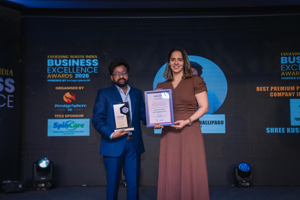 Prasanna Kumar Ballipagu of Shree Kusha Ventures Honoured by Saina Nehwal as Telangana’s Best Premium Plot Developer 2026