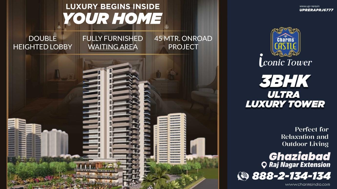 Book Luxury 3 BHK Apartments in Ghaziabad – Charms India Iconic Tower, Raj Nagar Extension