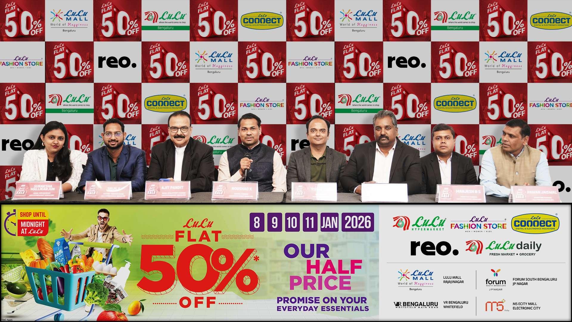 Unlock Half price - Lulu Bengaluru Announces Biggest Sale of the Year: Flat 50% Off during January 8,9,10 & 11, 2026